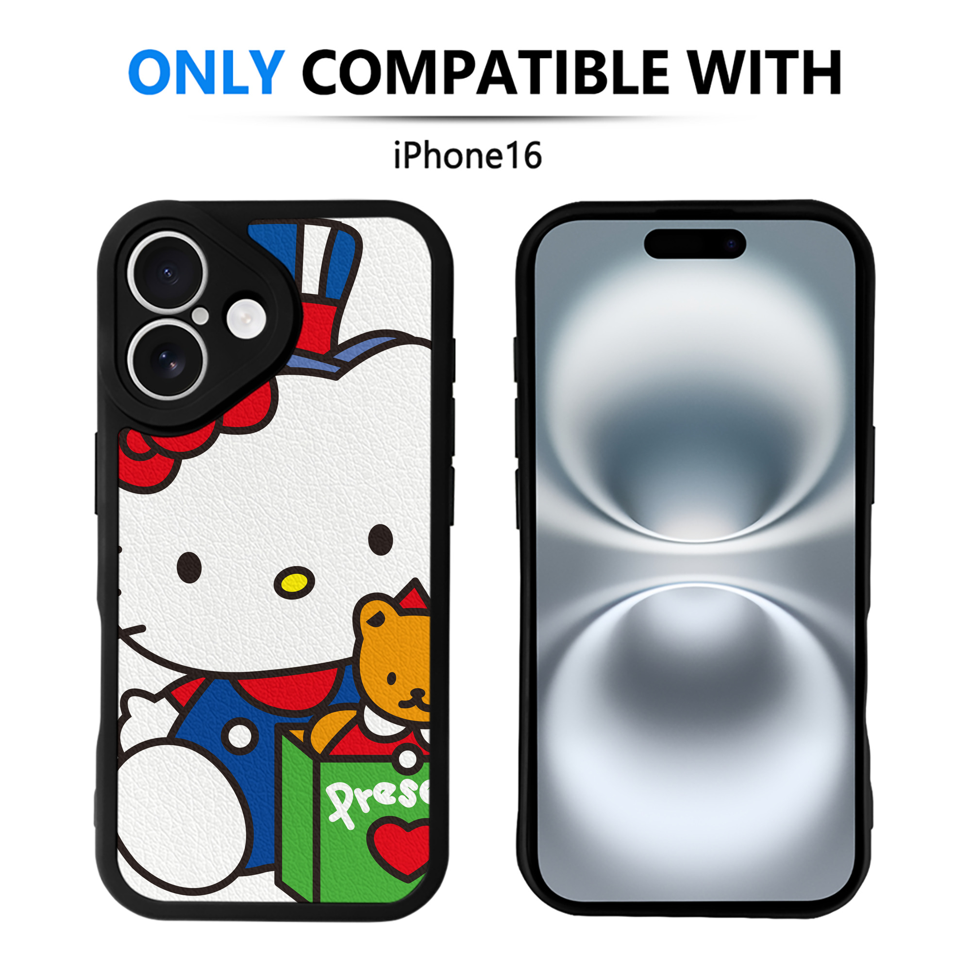 （画像用） Hello Kitty ハローキティ 【iPhone 16シリーズ対応】シリコンスマホケース（レザー調） 材質：シリコン